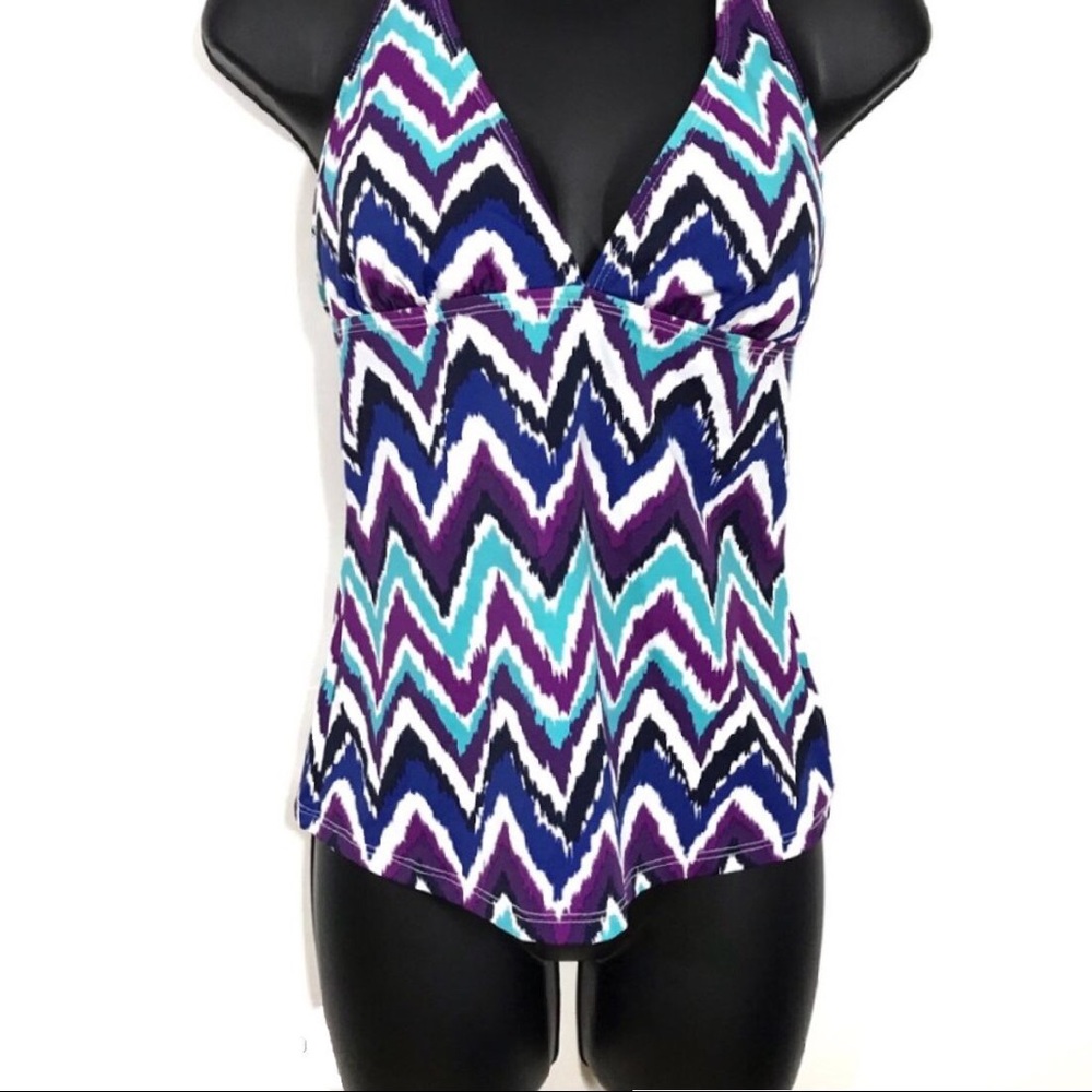 Athleta Halter Chevron Tankini Fitness Top